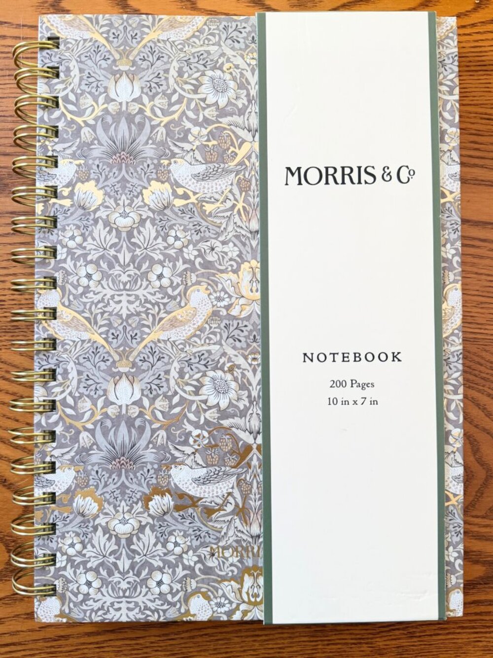 Morris & Co William Morris Strawberry Thief Gray Gold Spiral Journa NEW
